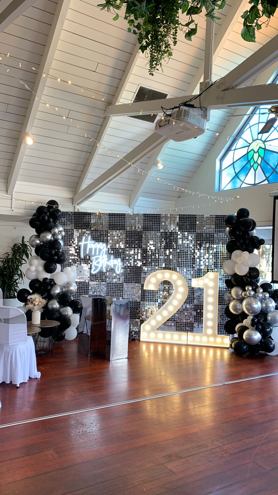 21st Birthday Backdrop Large size Black & Silver