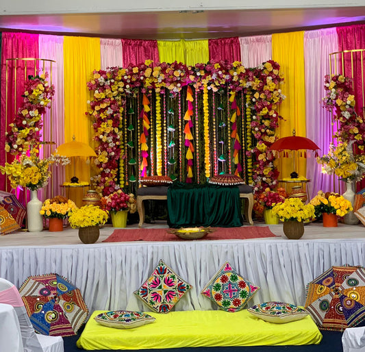 Haldi Mehandi Decoration | Colorful Floral Mehandi | Indian wedding