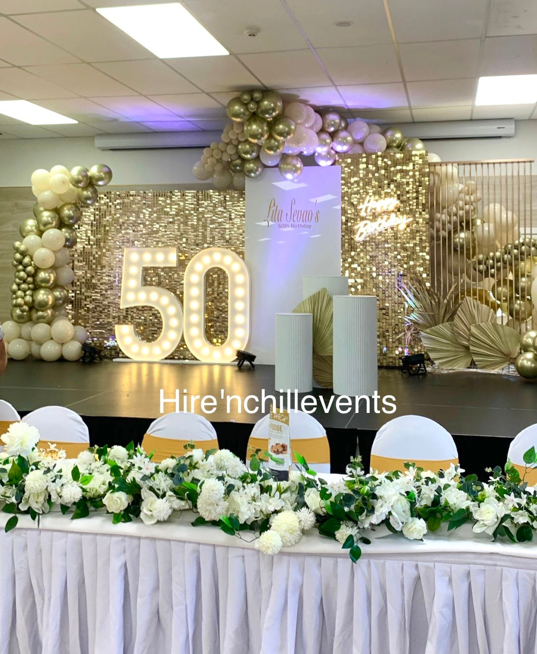 50th Birthday | Life size Backdrop | Luxury Birthday | Gold Theme Birthday